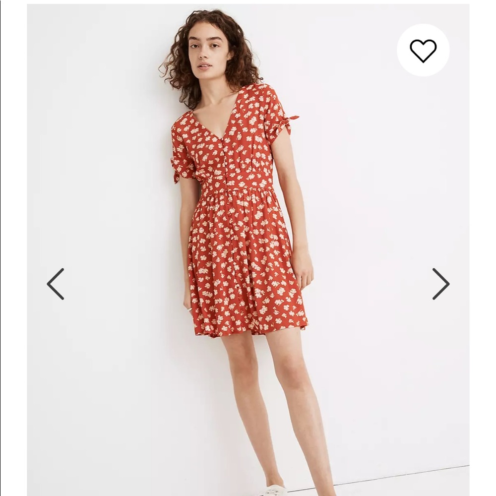 Madewell Button-Front Tie-Sleeve Retro Dress